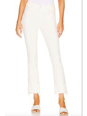 MOTHER The Insider Crop Step Fray Cream Puffs White Jeans Size 26